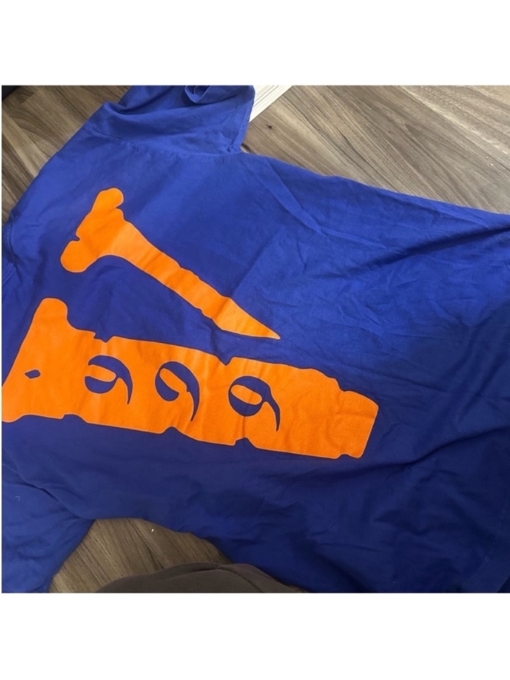 VLONE Short Sleeve Tee in Royal Blue with Orange Graphic